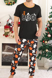 Black Pumpkin Printed Halloween Family Pajamas Set