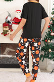 Black Pumpkin Printed Halloween Family Pajamas Set