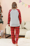 Black and Red Plaid Deer Printed Christmas Family Pajamas Set