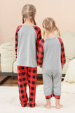 Black and Red Plaid Deer Printed Christmas Family Pajamas Set