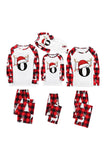 Red and Black Plaid Christmas Hat Printed Family Pajamas Set