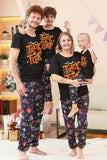 Black and Orange Spider Printed Halloween Family Pajamas Set