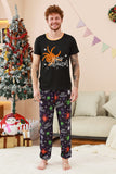 Black and Orange Spider Printed Halloween Family Pajamas Set