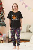 Black and Orange Spider Printed Halloween Family Pajamas Set