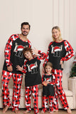 Long Sleeve Family Black Red Christmas Pajamas with Deer Pattern