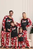 Black Red Long Sleeve Family Christmas Pajamas with Deer Pattern