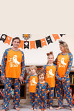 Orange Pumpkin Print Family Halloween Pajamas (Long Sleeves)