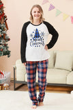 Black Blue Tree Print Family Christmas Pajamas