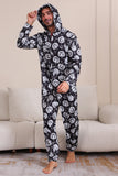 Pumpkin Print Black Matching Halloween One Piece Pajamas