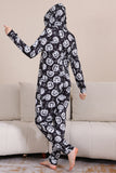 Pumpkin Print Black Matching Halloween One Piece Pajamas