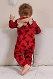 Elk Print Red Matching Christmas One Piece Pajamas