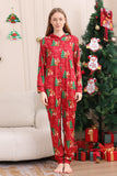 Red Christmas Tree Print Matching Christmas One-Piece Pajamas