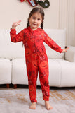 Red Patterned Hooded Family Pajama Set