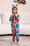 Red and Green Colorblock Christmas Hooded Family Pajama Set