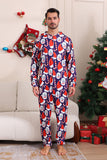 Dark Blue Pajama Set Red Hat Print Family Pajama Set