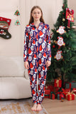 Dark Blue Pajama Set Red Hat Print Family Pajama Set