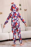 Dark Blue Pajama Set Red Hat Print Family Pajama Set