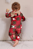 Burgundy Plaid Hooded Snowman Christmas Family Pajamas