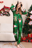 Green Snowflake Plaid Family Pajamas with Reindeer Hood