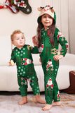 Green Snowflake Plaid Family Pajamas with Reindeer Hood