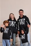 Black Skeleton Hooded Halloween Family Sweatshirts