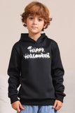 Black Halloween Text Print Hooded Family Sweatshirts