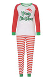 Red and White Stripes Long Sleeve Christmas Family Matching Pajamas Set