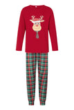 Red Animal Printed Plaid Christmas Family Matching Pajamas Set