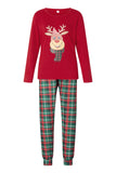 Red Animal Printed Plaid Christmas Family Matching Pajamas Set