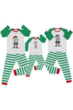 Green Stripes Print Christmas Family Matching Pajamas Set