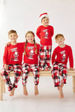 Red Plaid Snowman Print Christmas Family Matching Pajamas Set