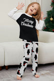 Black Long Sleeve Christmas Printed Family Matching Pajamas Set