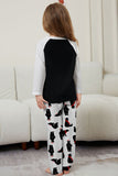 Black Long Sleeve Christmas Printed Family Matching Pajamas Set