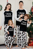 Black Long Sleeve Christmas Printed Family Matching Pajamas Set