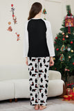 Black Long Sleeve Christmas Printed Family Matching Pajamas Set