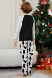Black Long Sleeve Christmas Printed Family Matching Pajamas Set