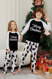 Black Long Sleeve Christmas Printed Family Matching Pajamas Set