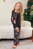 Dark Grey Long Sleeve Christmas Printed Family Matching Pajamas Set