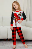 Black and Red Christmas Printed Long Sleeve Family Matching Pajamas Set