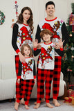Black and Red Christmas Printed Long Sleeve Family Matching Pajamas Set