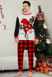 Black and Red Christmas Printed Long Sleeve Family Matching Pajamas Set