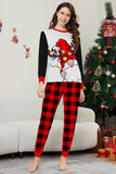 Black and Red Christmas Printed Long Sleeve Family Matching Pajamas Set