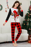 Black and Red Christmas Printed Long Sleeve Family Matching Pajamas Set