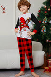 Black and Red Christmas Printed Long Sleeve Family Matching Pajamas Set