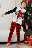 Black and Red Christmas Printed Long Sleeve Family Matching Pajamas Set