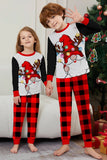 Black and Red Christmas Printed Long Sleeve Family Matching Pajamas Set