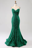 Orange Mermaid Sweetheart Sweep Train Ball Dress With Sequins