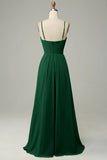 Spaghetti Straps Sleeveless Dark Green Bridesmaid Dress