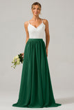 Cabernet Open Back Boho Chiffon Long Bridesmaid Dress with Lace