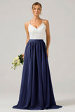 Cabernet Open Back Boho Chiffon Long Bridesmaid Dress with Lace